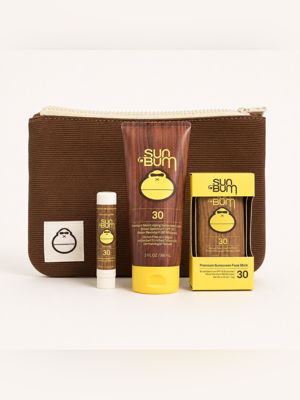 POPULAR Sun Bum SPF 30 Sunscreen Travel Set Face Stick Lip Balm & Pouch